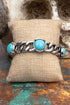Turquoise Boulder City Link Silvertone Stretch Bracelet