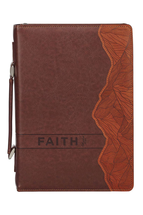 Faith Burnt Chestnut Faux Leather Large Bible Cover