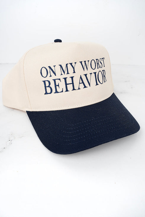 On My Worst Behavior Embroidered Five Panel Twill Cap