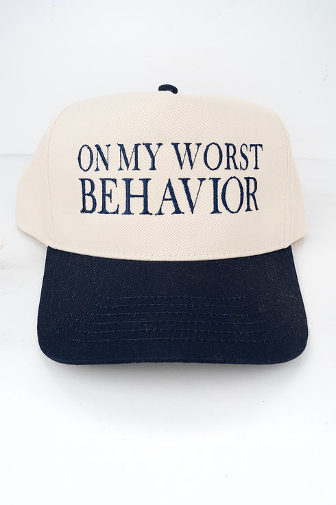 On My Worst Behavior Embroidered Five Panel Twill Cap