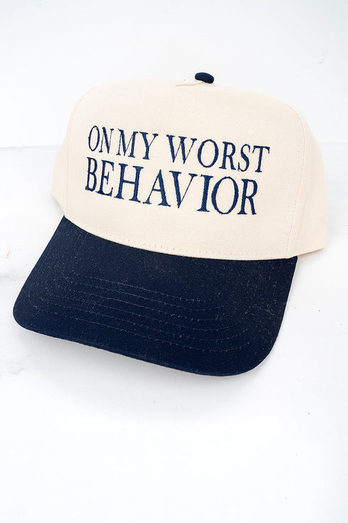 On My Worst Behavior Embroidered Five Panel Twill Cap