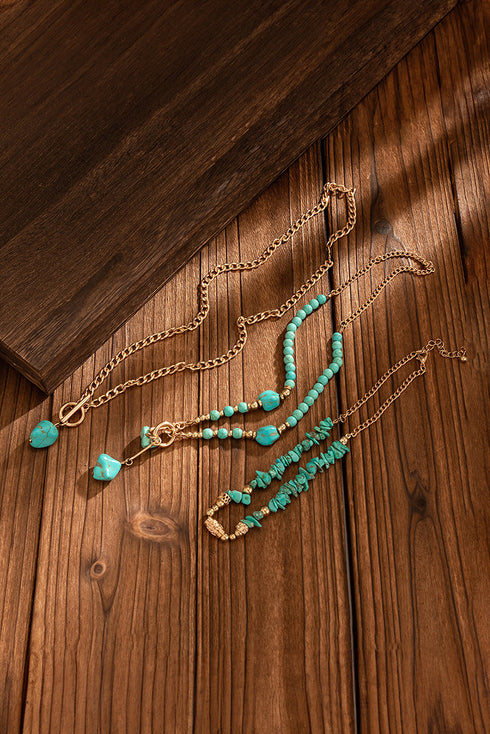 Turquoise Mixed Signals Goldtone Three Necklace Set