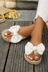 White Catalina Coquette Woven Straw Flip Flops