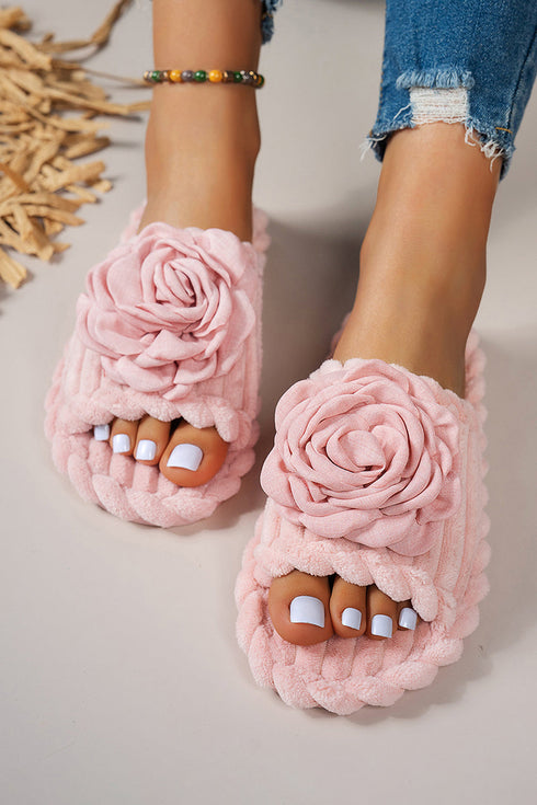 Pink Rose Reverie Corded Open Toe Slippers
