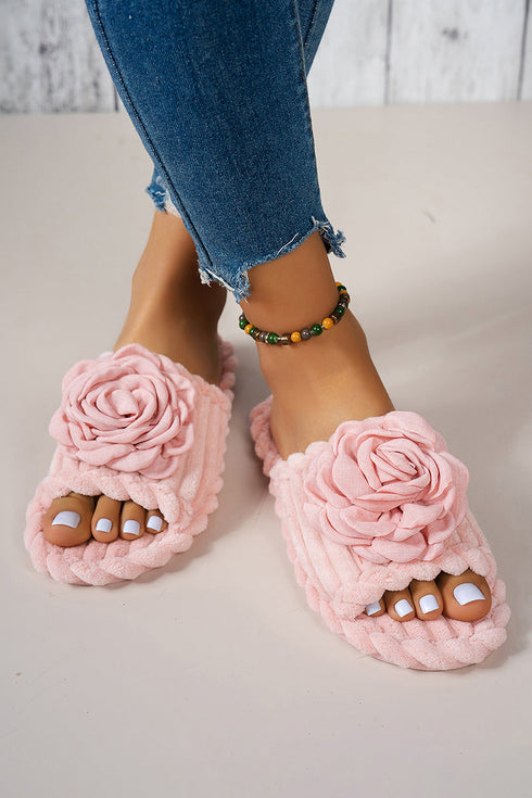 Pink Rose Reverie Corded Open Toe Slippers