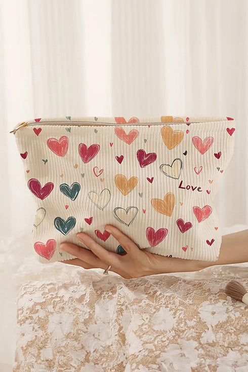 Heart Full Of Love Corduroy Makeup Bag