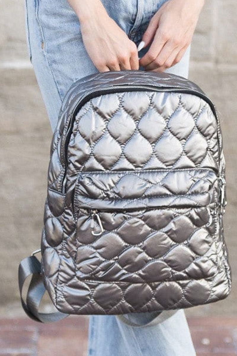 Grey quilted backpack orders