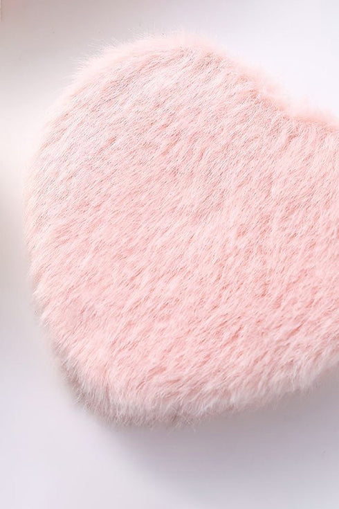 Fuzzy Feelings Pink Heart Compact Mirror