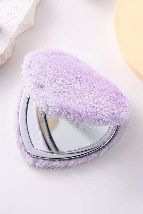 Fuzzy Feelings Orchid Petal Heart Compact Mirror