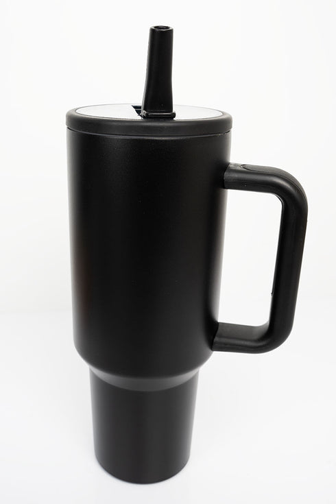 The Voyager Black Flip Straw 40oz Tumbler
