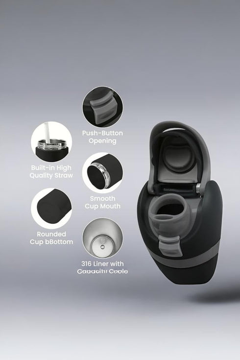 Thirst Things First Black Stainless Steel 24oz Bottle