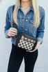 Downtown Dash Black Checkered Crossbody Bag