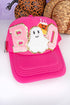 BOO Chenille Ghost Fuchsia Trucker Hat