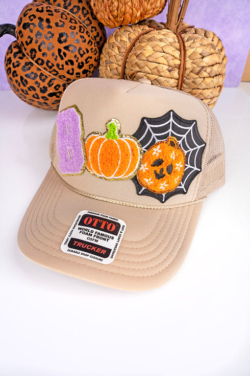 Boo Pumpkin Otto Khaki Trucker Hat