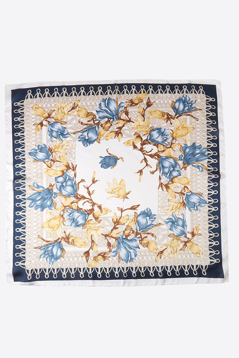 Parisian Cafe Navy Square Satin Scarf