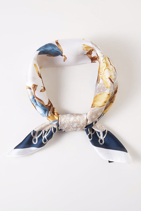 Parisian Cafe Navy Square Satin Scarf