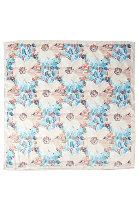 Painted Garden Beige Square Satin Scarf