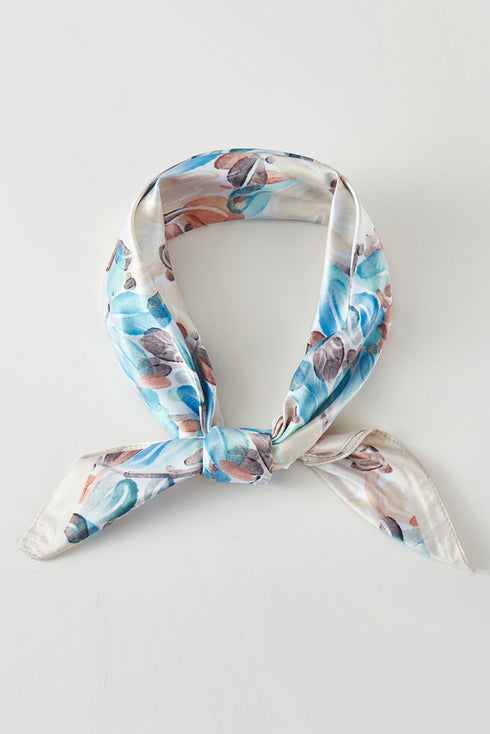 Painted Garden Beige Square Satin Scarf