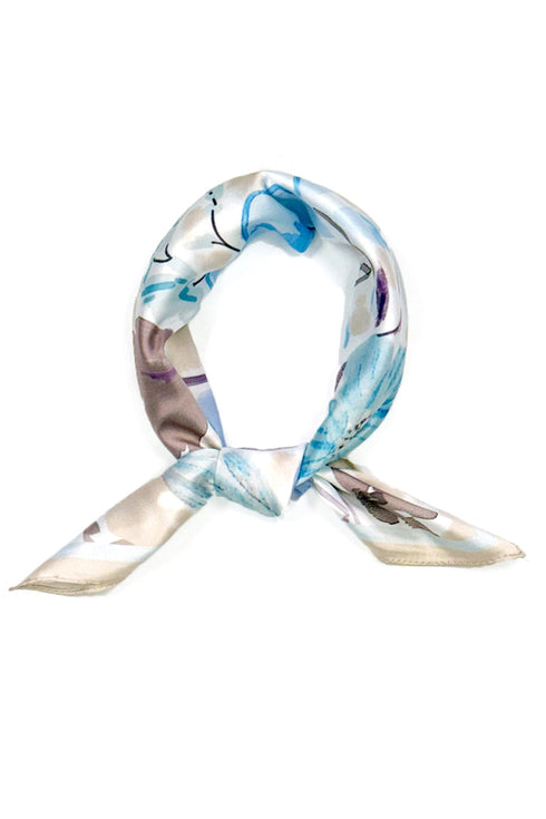Art in Bloom Beige Square Satin Scarf