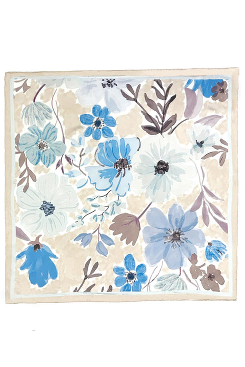 Art in Bloom Beige Square Satin Scarf