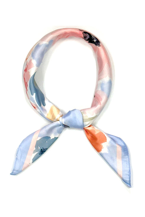 Art in Bloom Blue Square Satin Scarf