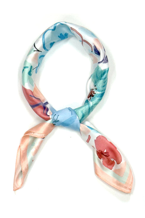 Art in Bloom Coral Square Satin Scarf