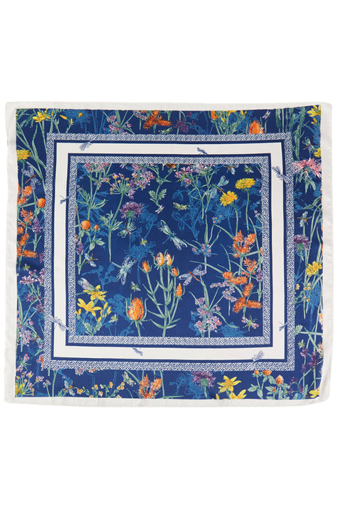Wildflower Whimsy Navy Square Satin Scarf