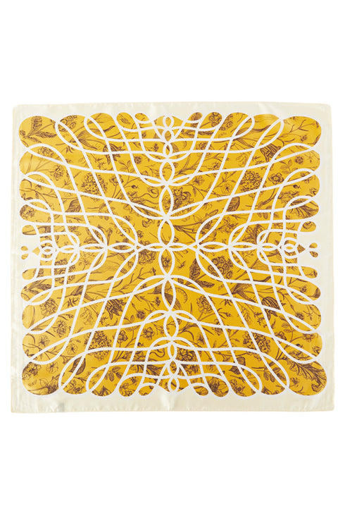 Modern Rhythm Mustard Square Satin Scarf