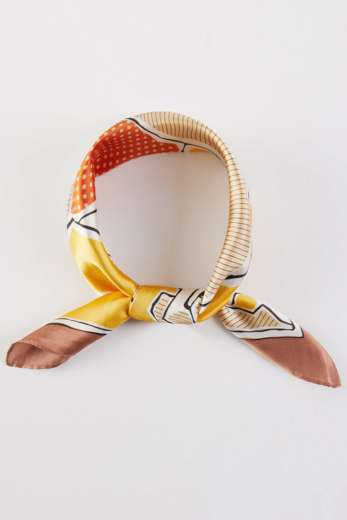 Wild Stallions Mustard Square Satin Scarf