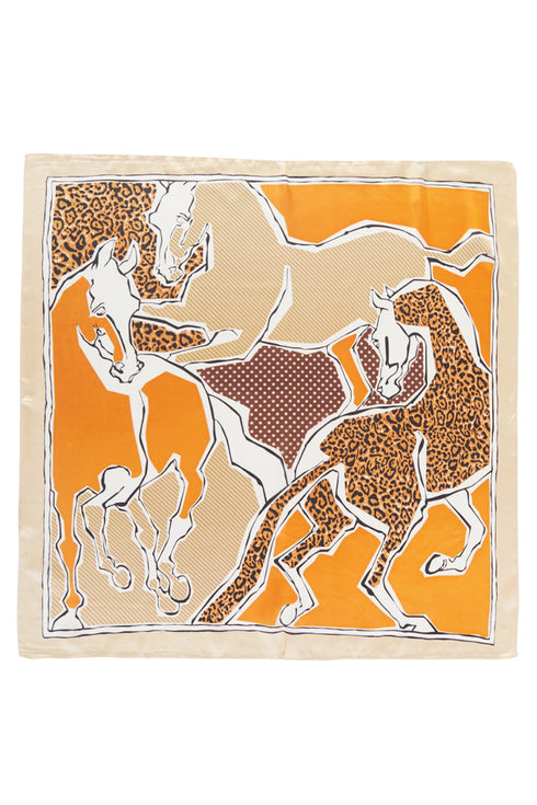 Wild Stallions Orange Square Satin Scarf