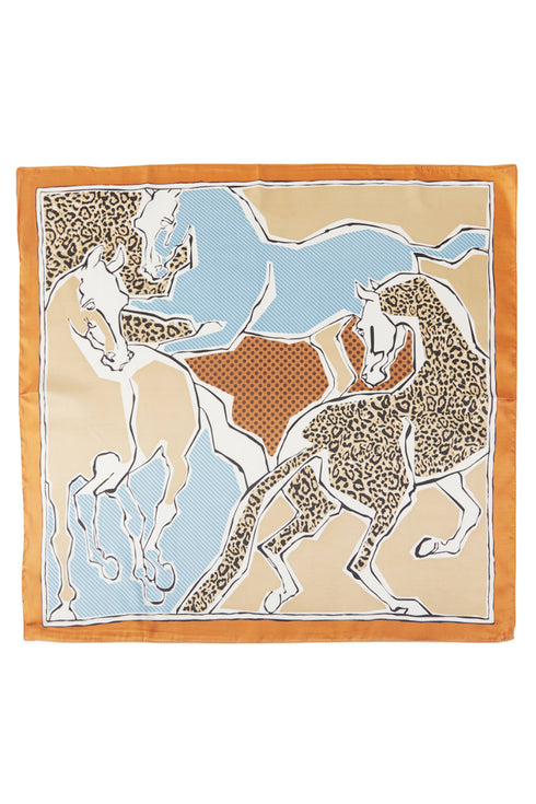 Wild Stallions Taupe Square Satin Scarf