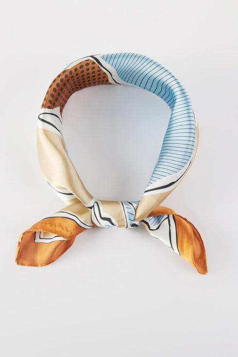 Wild Stallions Taupe Square Satin Scarf
