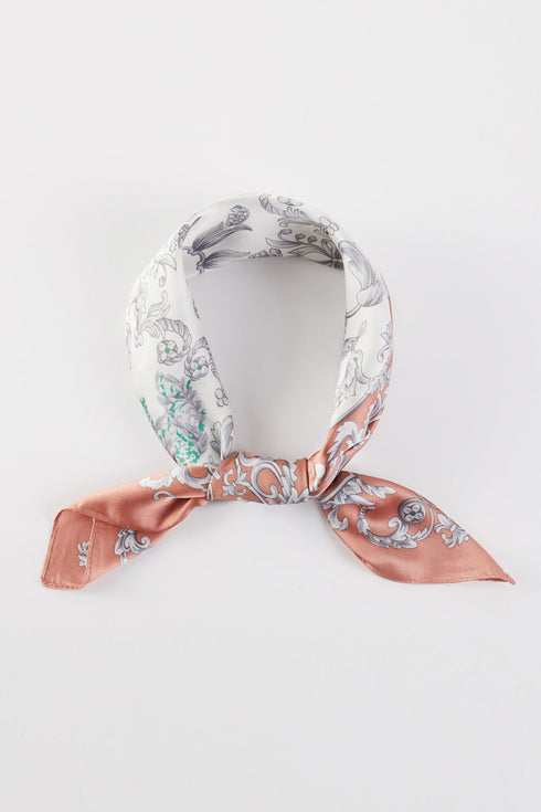 Gilded Grace Rust Square Satin Scarf