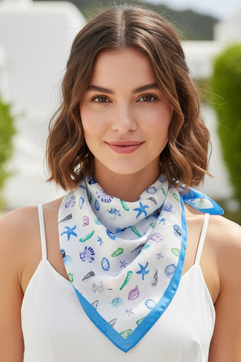 Ocean Hour Blue Square Satin Scarf