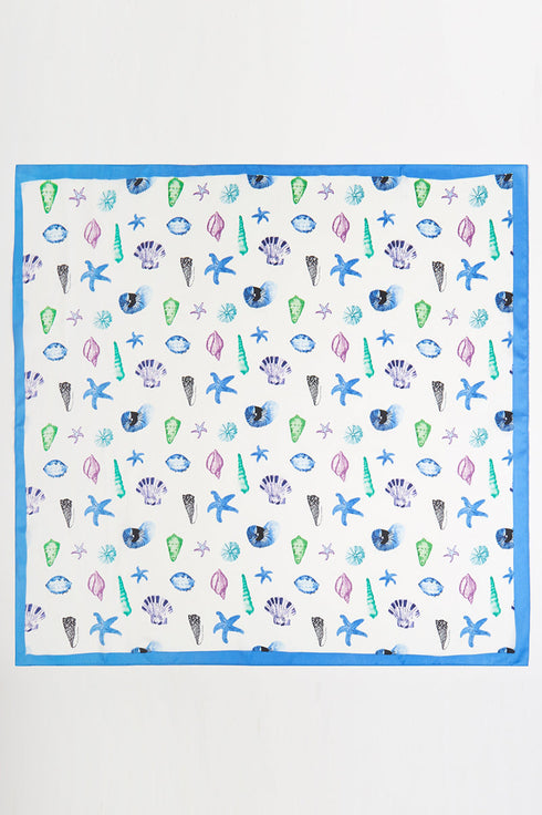 Ocean Hour Blue Square Satin Scarf