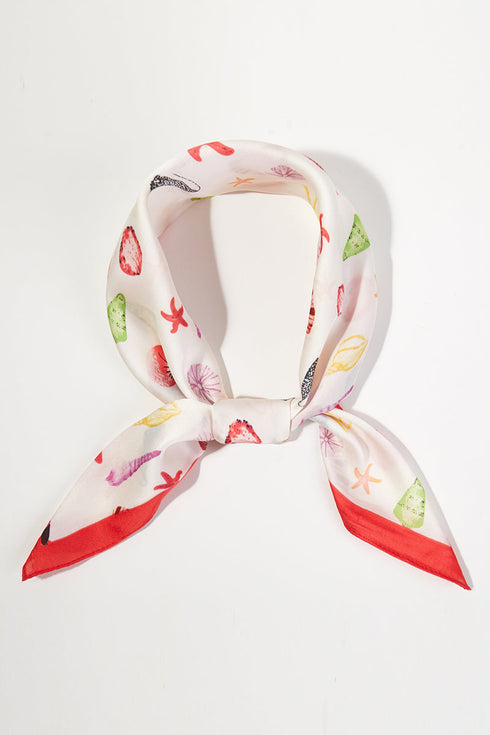 Ocean Hour Red Square Satin Scarf