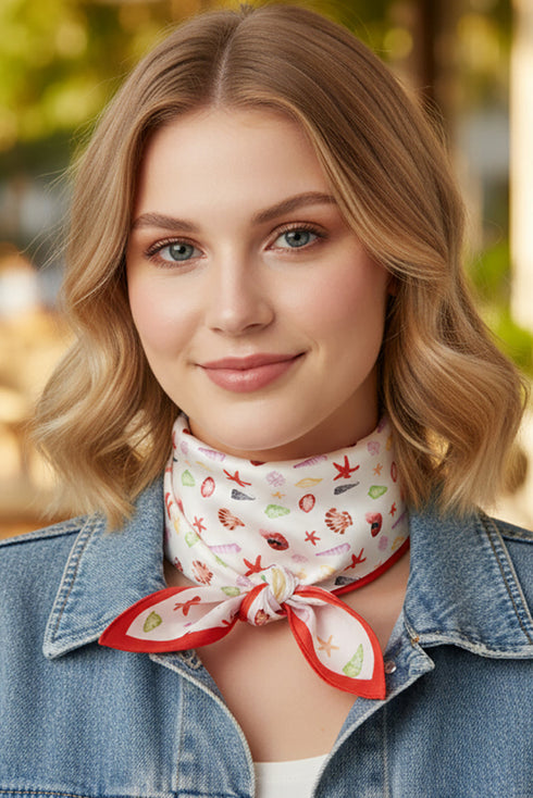 Ocean Hour Red Square Satin Scarf