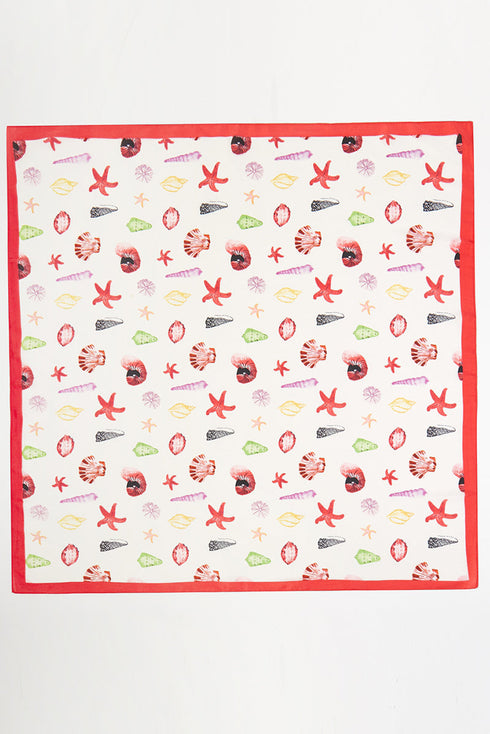Ocean Hour Red Square Satin Scarf