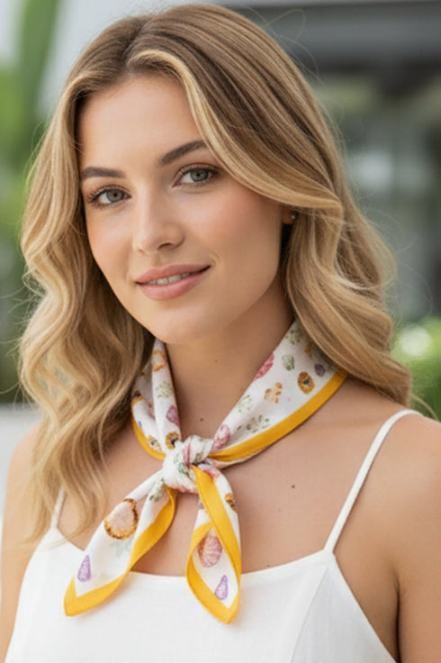 Ocean Hour Yellow Square Satin Scarf
