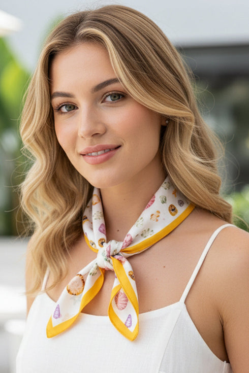 Ocean Hour Yellow Square Satin Scarf