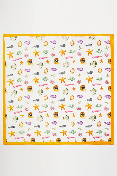 Ocean Hour Yellow Square Satin Scarf