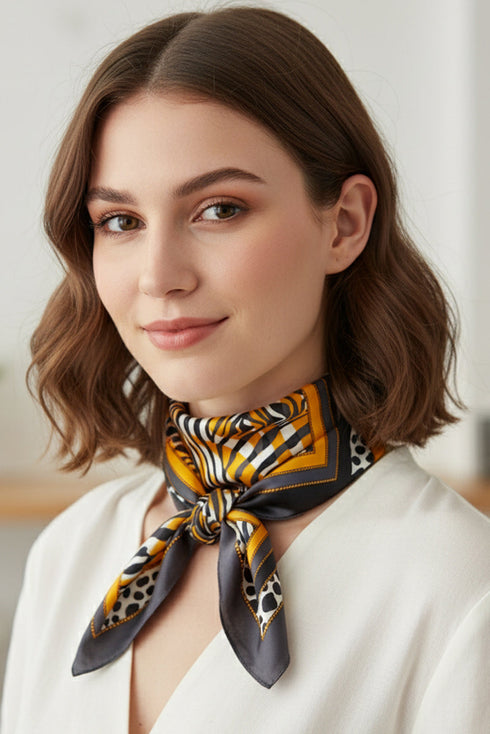 Wild Intent Mustard Square Satin Scarf