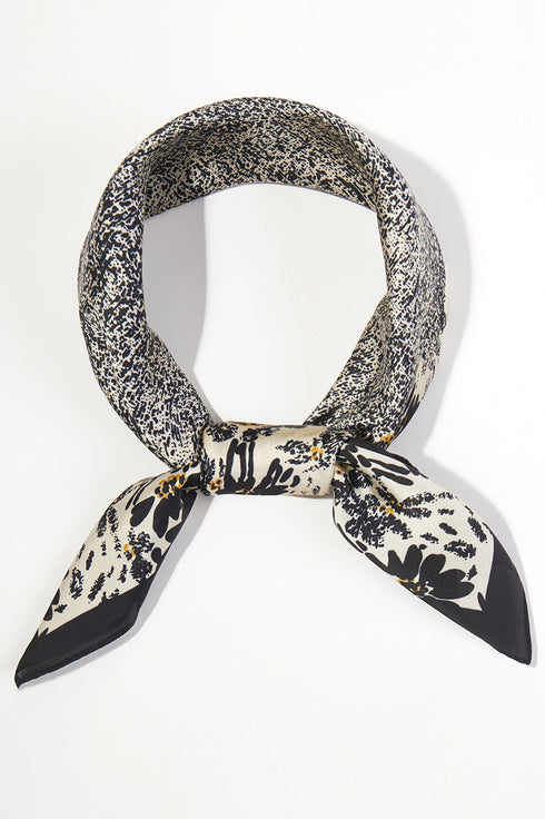 Floral Theory Black Square Satin Scarf