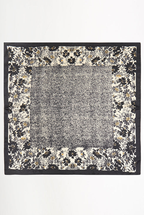 Floral Theory Black Square Satin Scarf