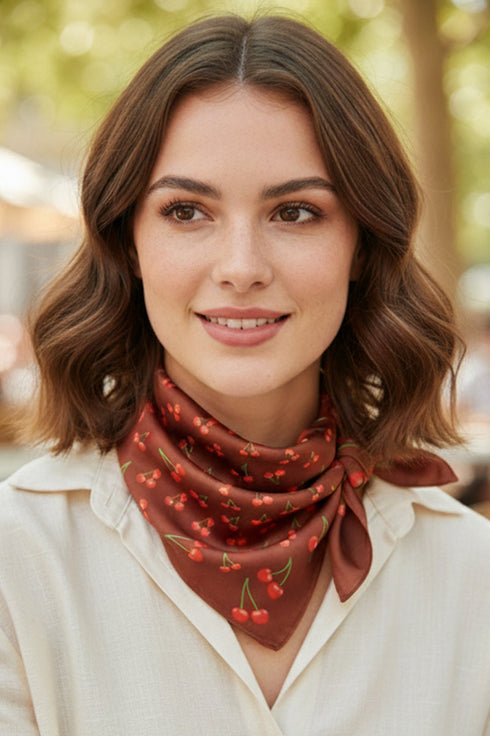 Cherry Twilight Square Satin Scarf