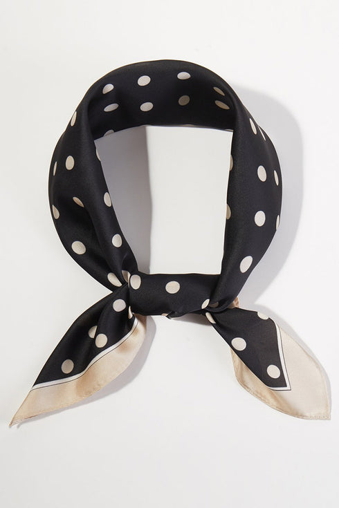 Polka Dot Perfection Black Square Satin Scarf