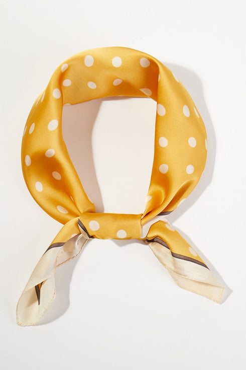 Polka Dot Perfection Mustard Square Satin Scarf