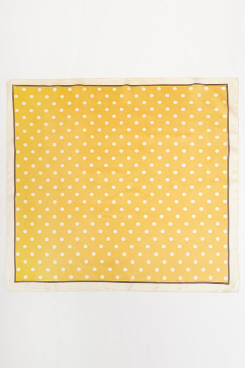 Polka Dot Perfection Mustard Square Satin Scarf