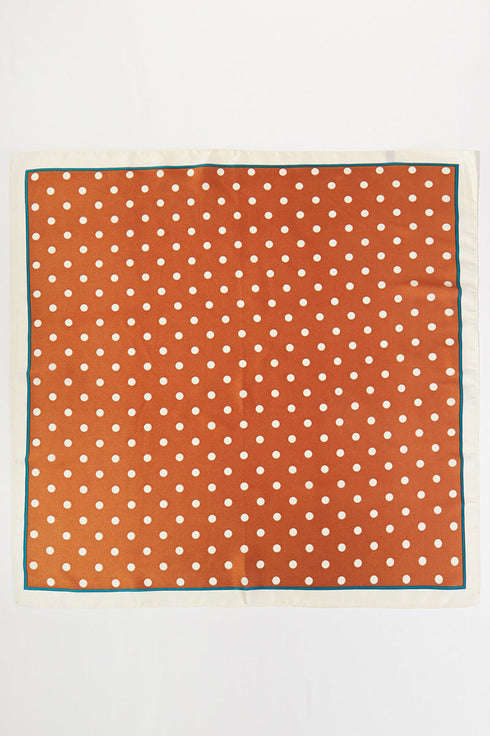 Polka Dot Perfection Rust Square Satin Scarf