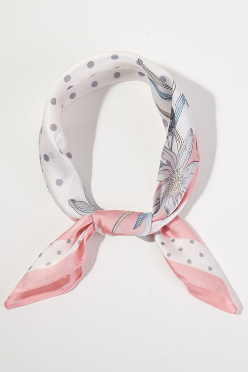 Dotted Daisy Pink Square Satin Scarf